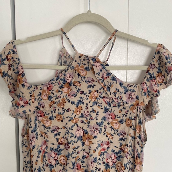 American Eagle Floral Printed Flowy Mini Dress - Halter Spring Dress has Pockets - Picture 2 of 8